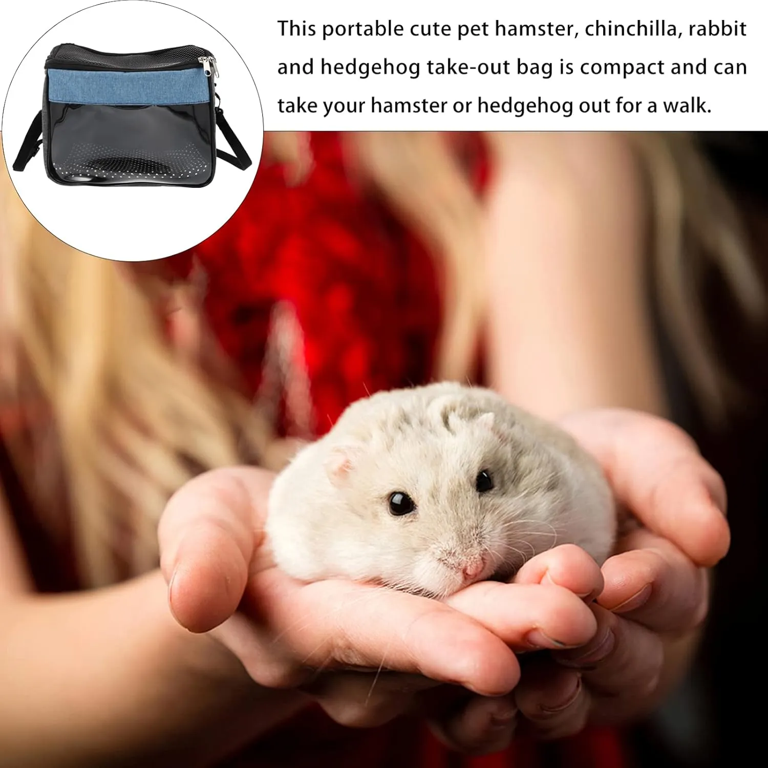 Hamster Carrier Bag: Small Animal Portable Outgoing Bag Transport Pouch with Breathable Mesh Top for Hamster Rat Gerbils Sugar Glider Gecko Hedgehog