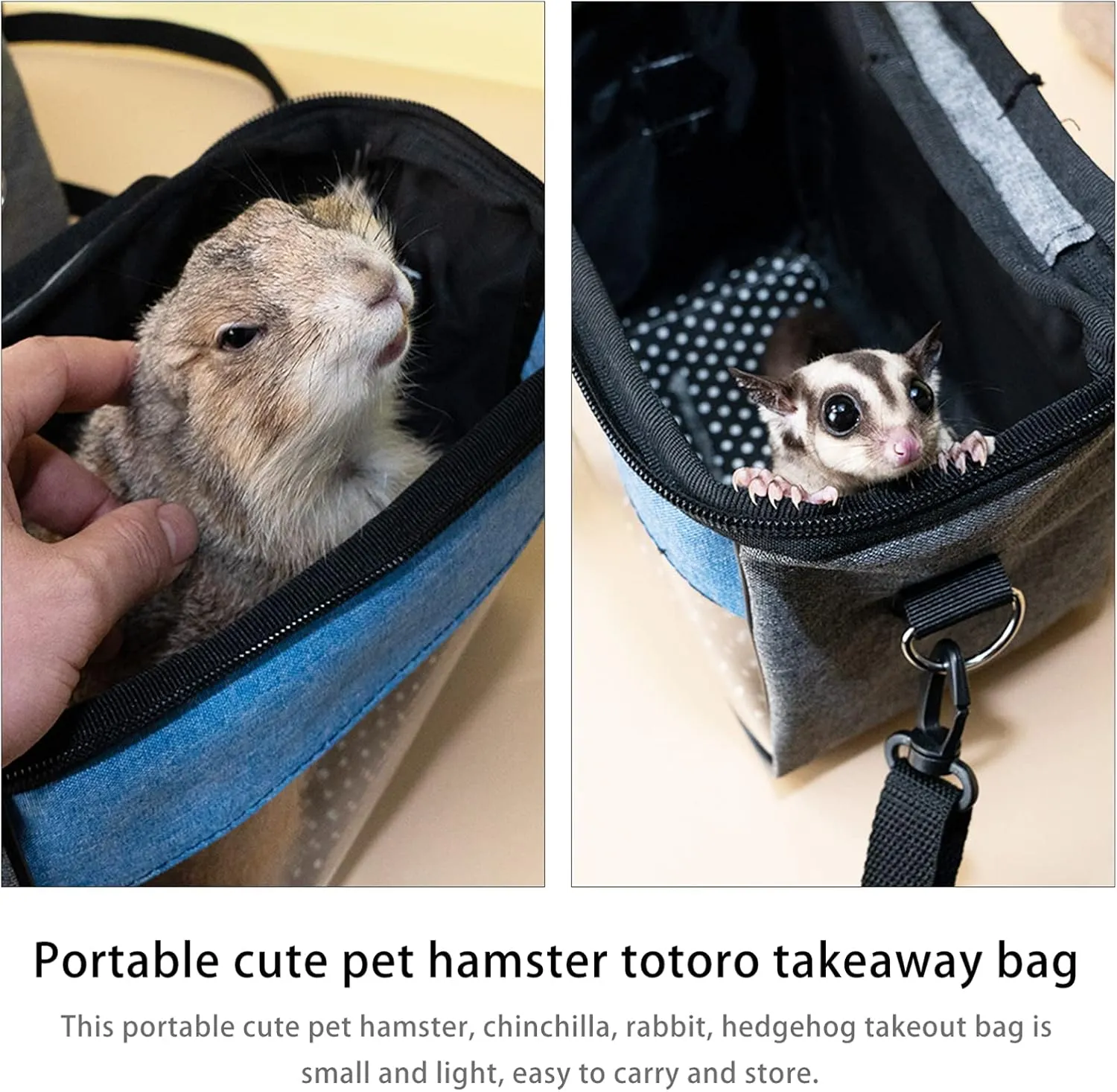 Hamster Carrier Bag: Small Animal Portable Outgoing Bag Transport Pouch with Breathable Mesh Top for Hamster Rat Gerbils Sugar Glider Gecko Hedgehog