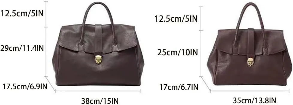 Handheld briefcase women's vintage leather large capacity commuting tanned cowhide women's bag