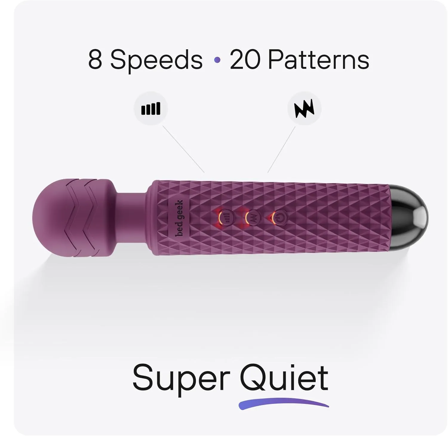 Handheld Cordless Personal Wand Massager – Waterproof, USB Rechargeable, 20 Vibration Patterns, 8 Speeds, Memory Feature, Skin-Soft Silicone for Ultimate Relaxation Tool