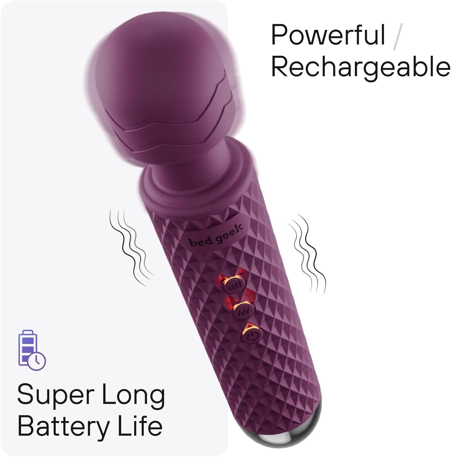 Handheld Cordless Personal Wand Massager – Waterproof, USB Rechargeable, 20 Vibration Patterns, 8 Speeds, Memory Feature, Skin-Soft Silicone for Ultimate Relaxation Tool