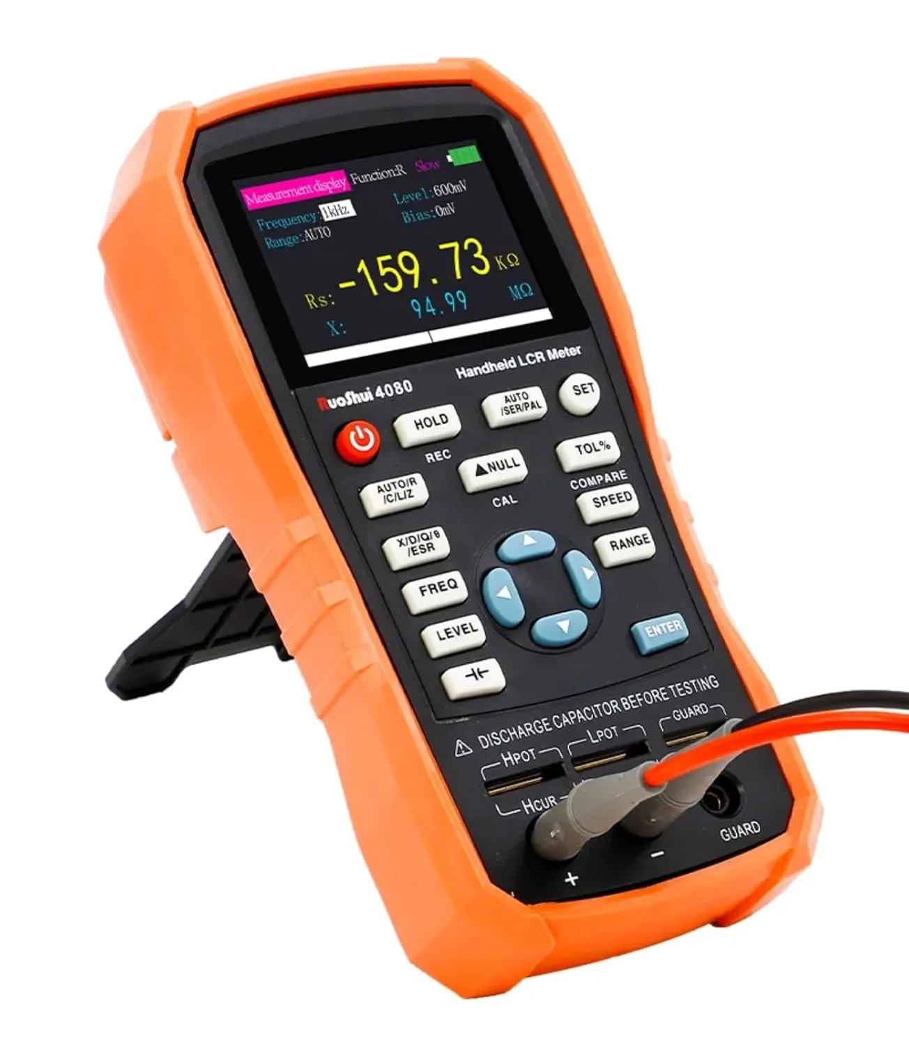 Handheld LCR Meter 100Hz-100KHz, 0.2% Accuracy, Digital Bridge Multimeter for Capacitance, Inductance, Resistance Testing, with ESR Calibration Ideal for Engineers and Technicians (4080)