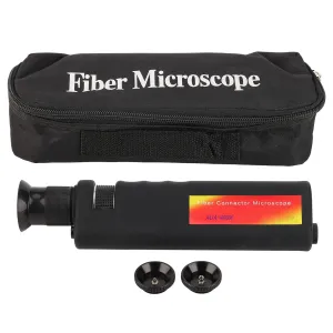 Handheld Optical Fiber Microscope, 400x Fiber Optic Microscope Inspection Tool LED Light Coaxial Illumination 2.5mm and 1.25mm Adapters, Fiber Cable Microscope Detector for SC FC ST LC