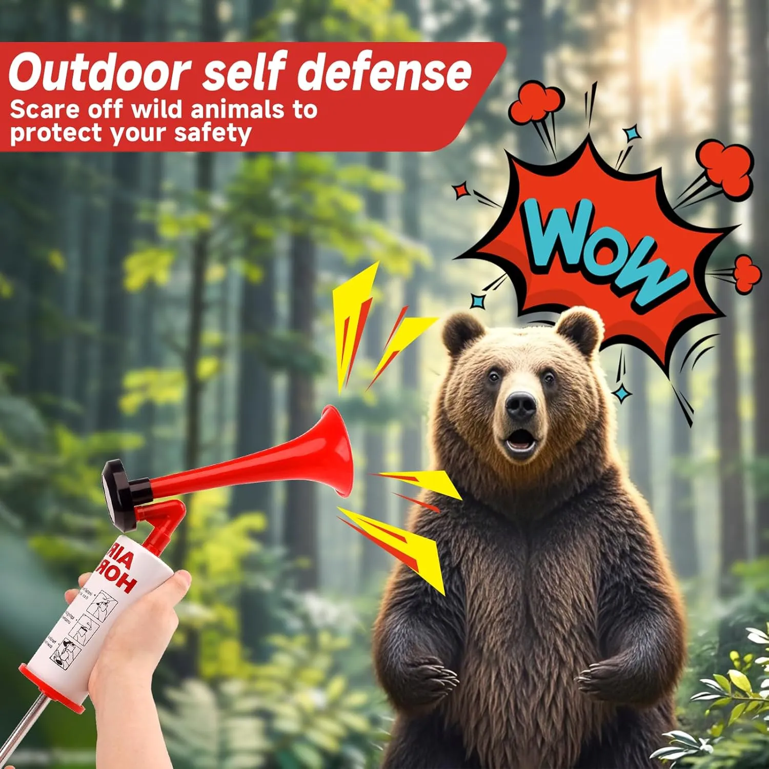 Handheld Pump Air Horn, Banhao Warning Cheering Horns Sports Events Loud Noise Maker Safety for Boats Cars Party Graduation Aggressive Animals