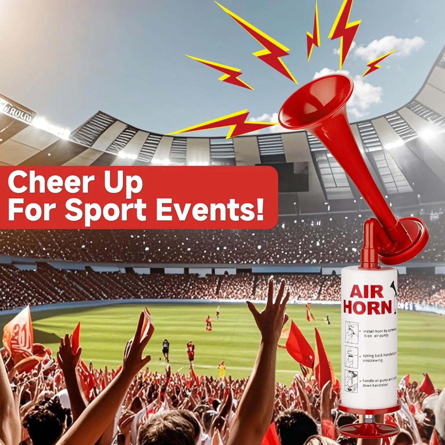 Handheld Pump Air Horn, Banhao Warning Cheering Horns Sports Events Loud Noise Maker Safety for Boats Cars Party Graduation Aggressive Animals