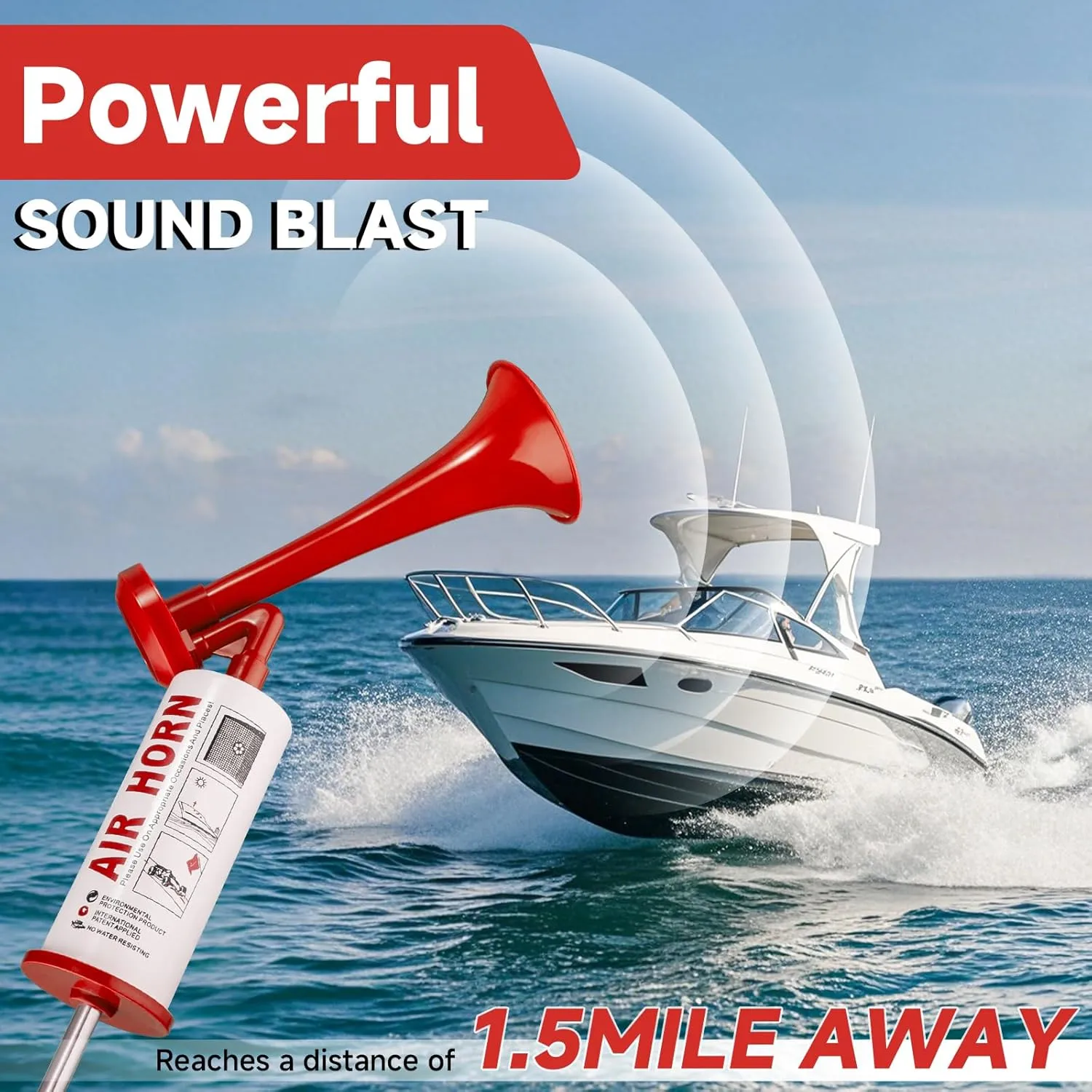 Handheld Pump Air Horn, Banhao Warning Cheering Horns Sports Events Loud Noise Maker Safety for Boats Cars Party Graduation Aggressive Animals
