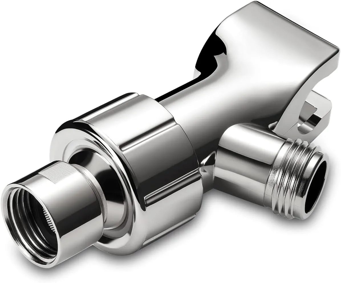 Handheld Shower Head, 6 Spray Setting High Pressure Shower Head with Brass Swivel Ball Bracket and Extra Long Stainless Steel Hose, Chrome, 5", 1.8 GPM for California