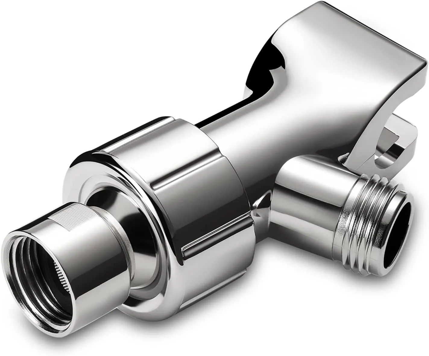 Handheld Shower Head, 6" Chrome Face 6 Spray Setting Shower Head with High Pressure, Brass Swivel Ball Mount and Extra Long Flexible Stainless Steel Hose
