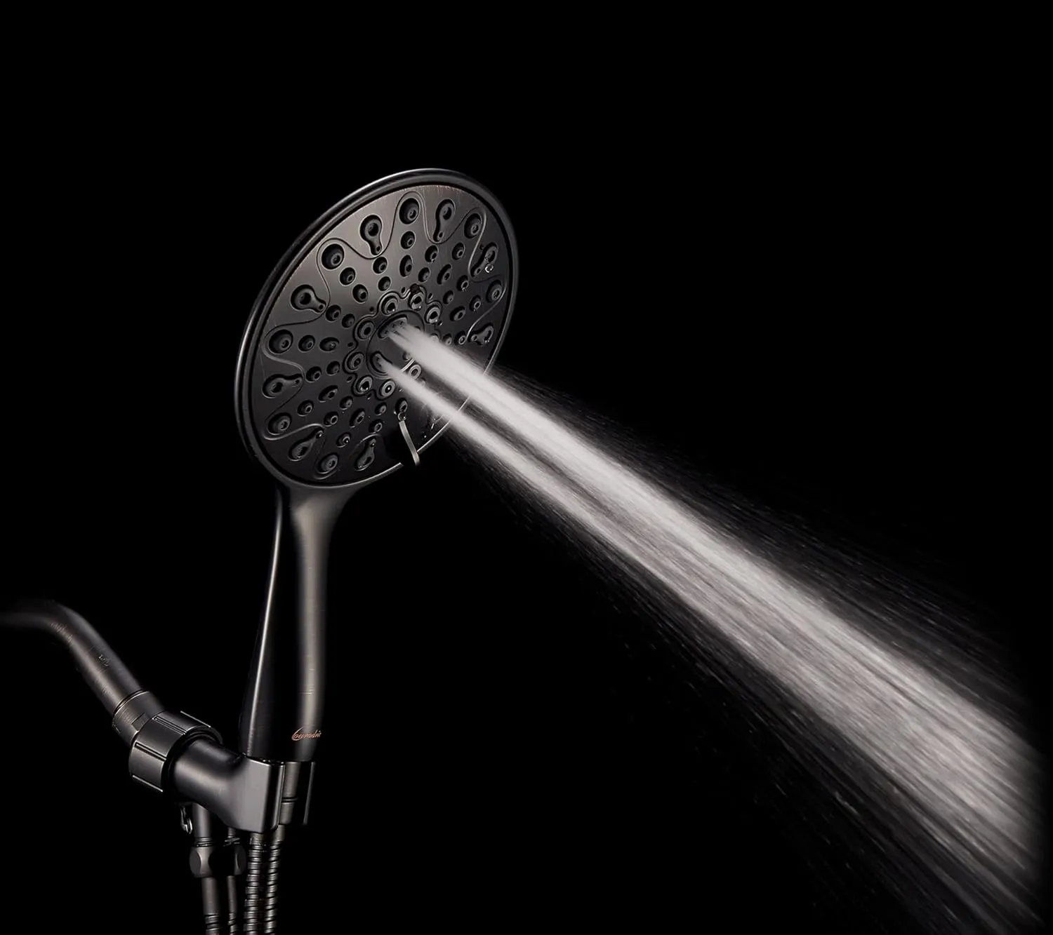 Handheld Shower Head, 6" Oil-Rubbed Bronze Face 6 Spray Setting Shower Head with High Pressure, Brass Swivel Ball Mount and Extra Long Flexible Stainless Steel Hose