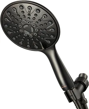 Handheld Shower Head, 6" Oil-Rubbed Bronze Face 6 Spray Setting Shower Head with High Pressure, Brass Swivel Ball Mount and Extra Long Flexible Stainless Steel Hose