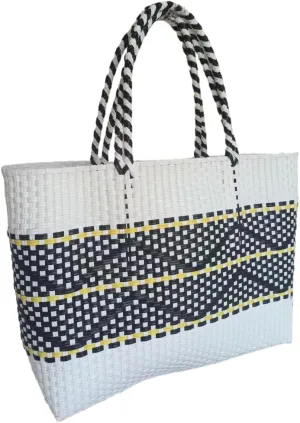 Handwoven Super Tote Bag for Women Recycled Plastic Shoulder Purse Summer Beach Bag, Pool Swimming Bag