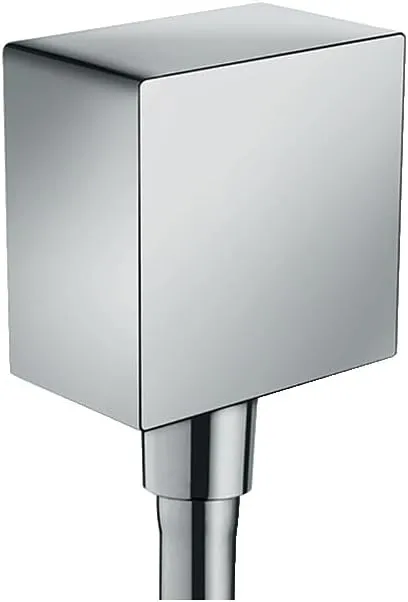 hansgrohe FixFit Handheld Shower Wall Outlet 1/2-inch Thread Connection Square Modern Flush Mount in Chrome, 26455001