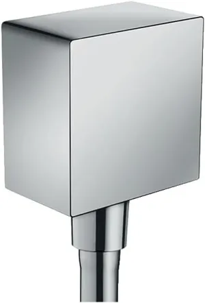 hansgrohe FixFit Handheld Shower Wall Outlet 1/2-inch Thread Connection Square Modern Flush Mount in Chrome, 26455001
