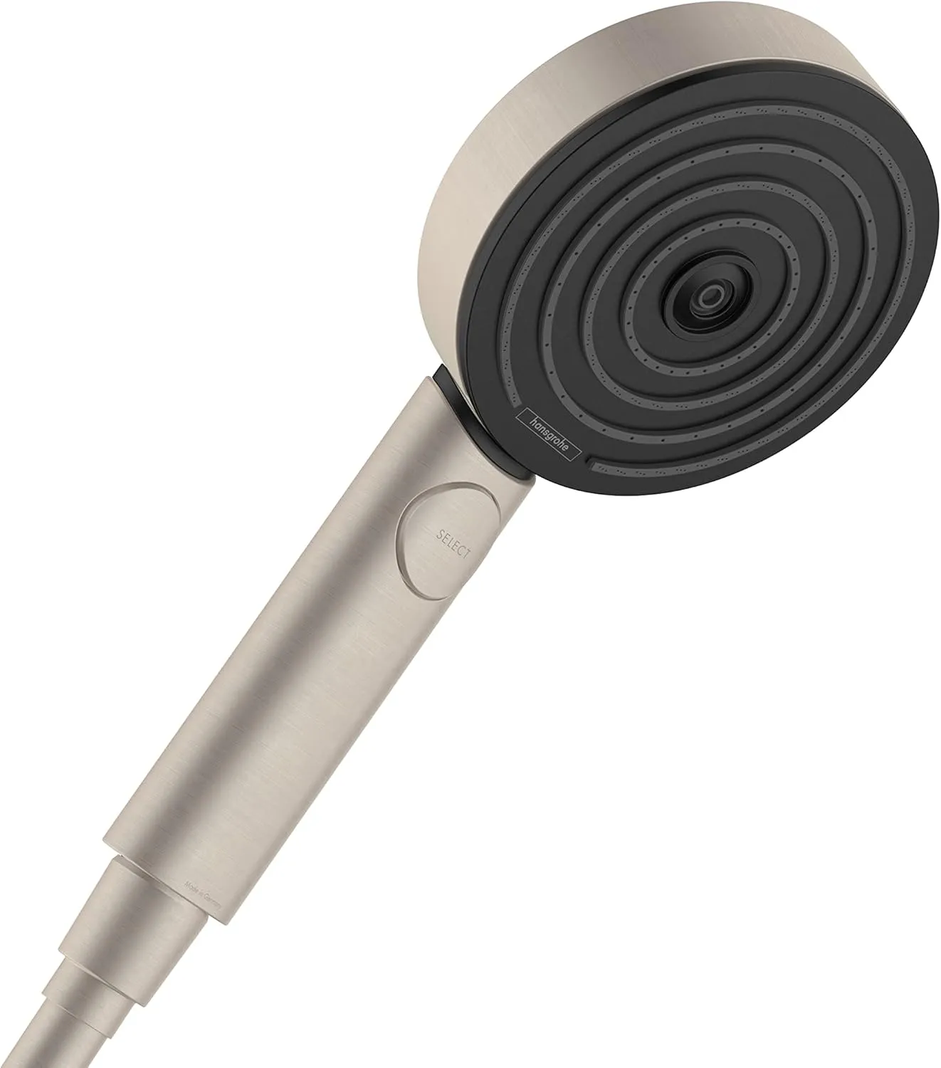 hansgrohe Pulsify S 4-inch Modern Handheld Shower Head 3-Spray PowderRain, IntenseRain, Pulsating Massage in Brushed Nickel, 24112821
