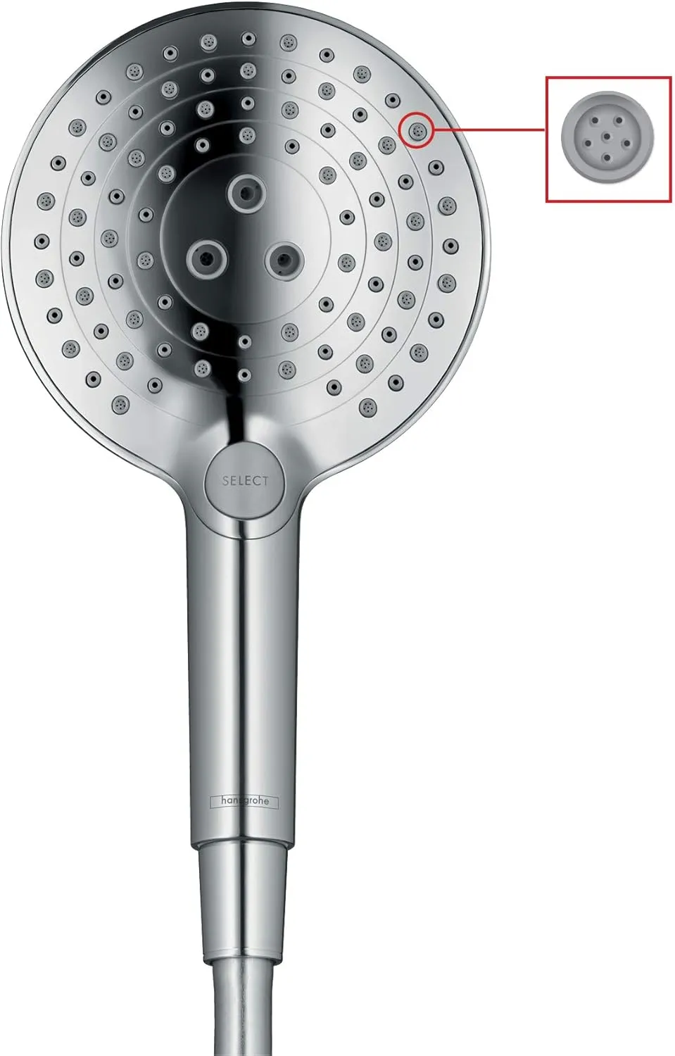 hansgrohe Raindance Select S Easy Install 5-inch Handheld Shower Head Modern 3 -Spray PowderRain, Rain, Whirl 26037001