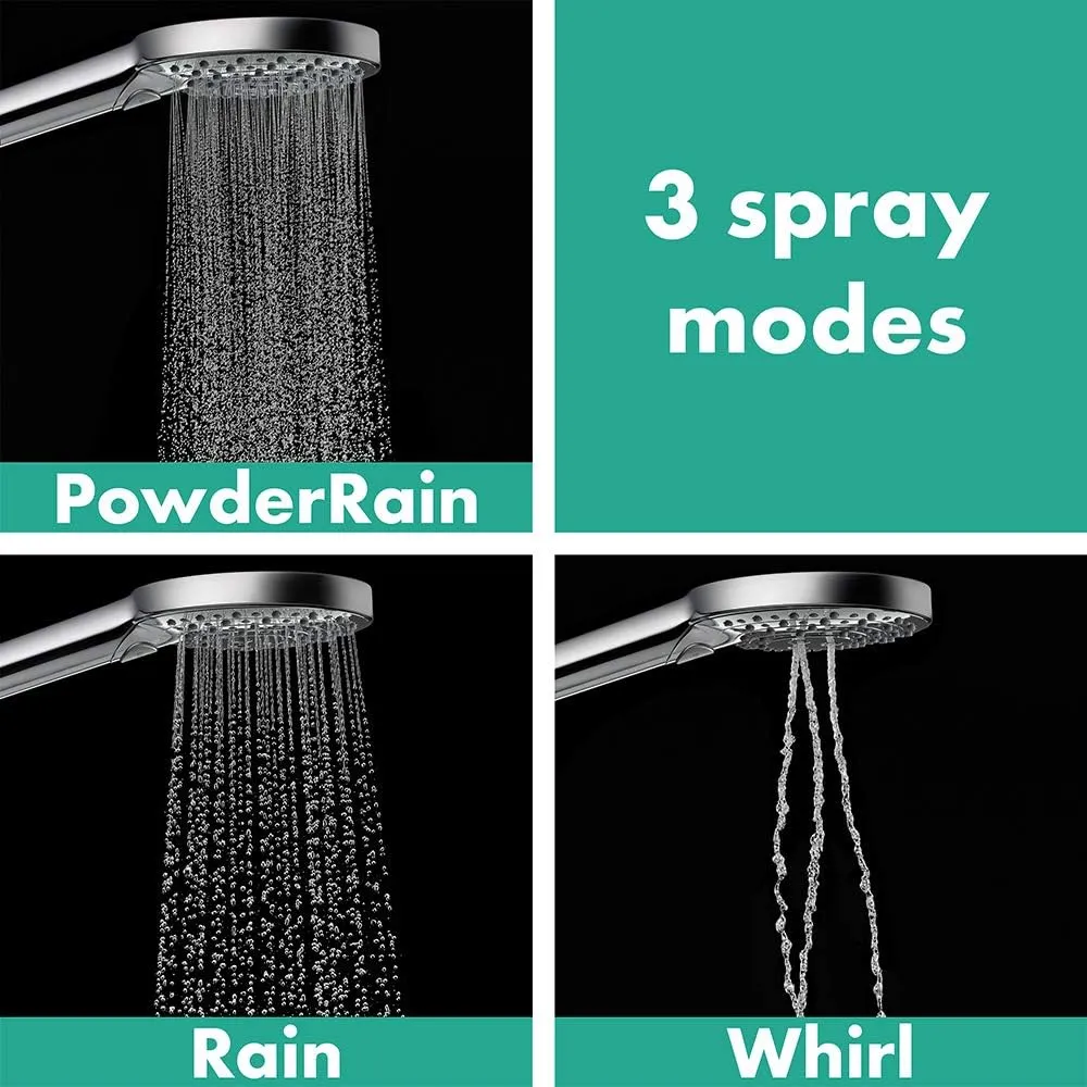 hansgrohe Raindance Select S Easy Install 5-inch Handheld Shower Head Modern 3 -Spray PowderRain, Rain, Whirl 26037001