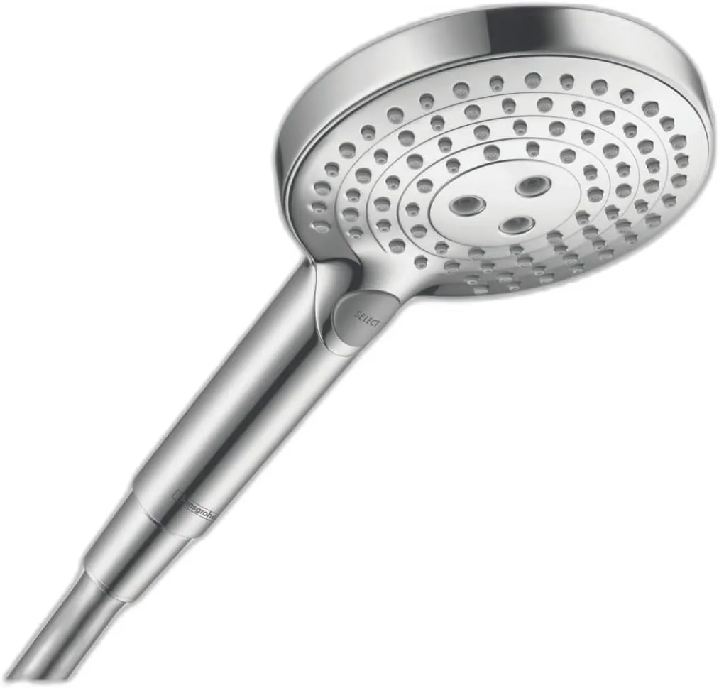 hansgrohe Raindance Select S Low Flow 5-inch Handheld Shower Head Modern 3 -Spray PowderRain, Rain, Whirl 26036001