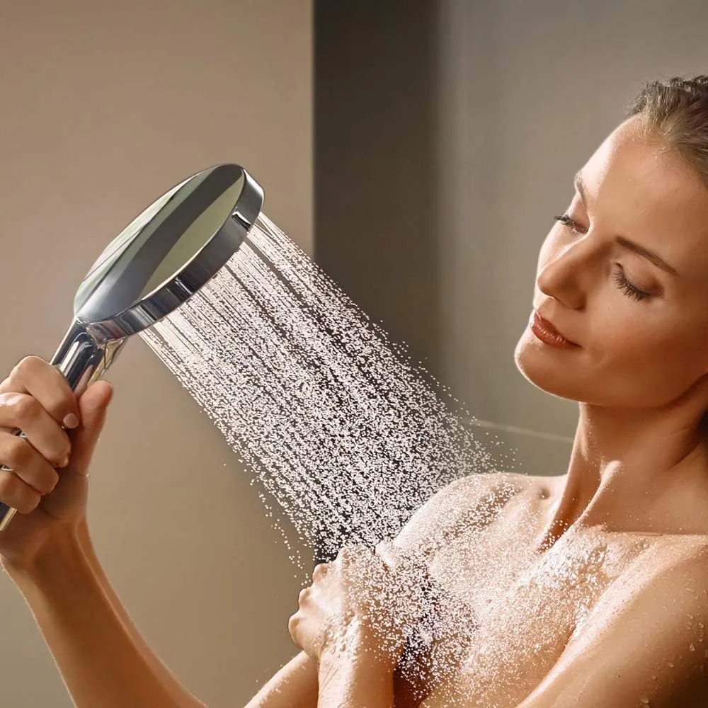 hansgrohe Raindance Select S Low Flow 5-inch Handheld Shower Head Modern 3 -Spray PowderRain, Rain, Whirl 26036001