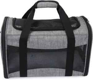 Happyyami Foldable Breathable Pet Carrier Bag Portable Outdoor Cat Dog Handbag for Travel Camping Sightseeing Durable Easy to Store Grey
