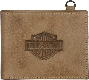 Harley-Davidson Men's Traditional B&S Bi-Fold Genuine Leather Wallet - Natural