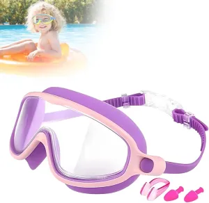 HD Children's Large Frame Waterproof and Anti-fog Swimming Goggles, 2025 New Kids Swim Goggles with Nose Cover