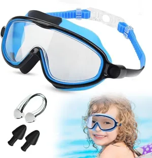 HD Children's Large Frame Waterproof and Anti-fog Swimming Goggles, 2025 New Kids Swim Goggles with Nose Cover