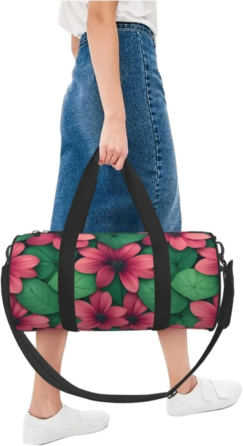 HD Green Nature Printed Travel Bag,Round Personal Item Storage bag,Foldie Duffel Bag for Traveling Vacation,Fitness,Sports