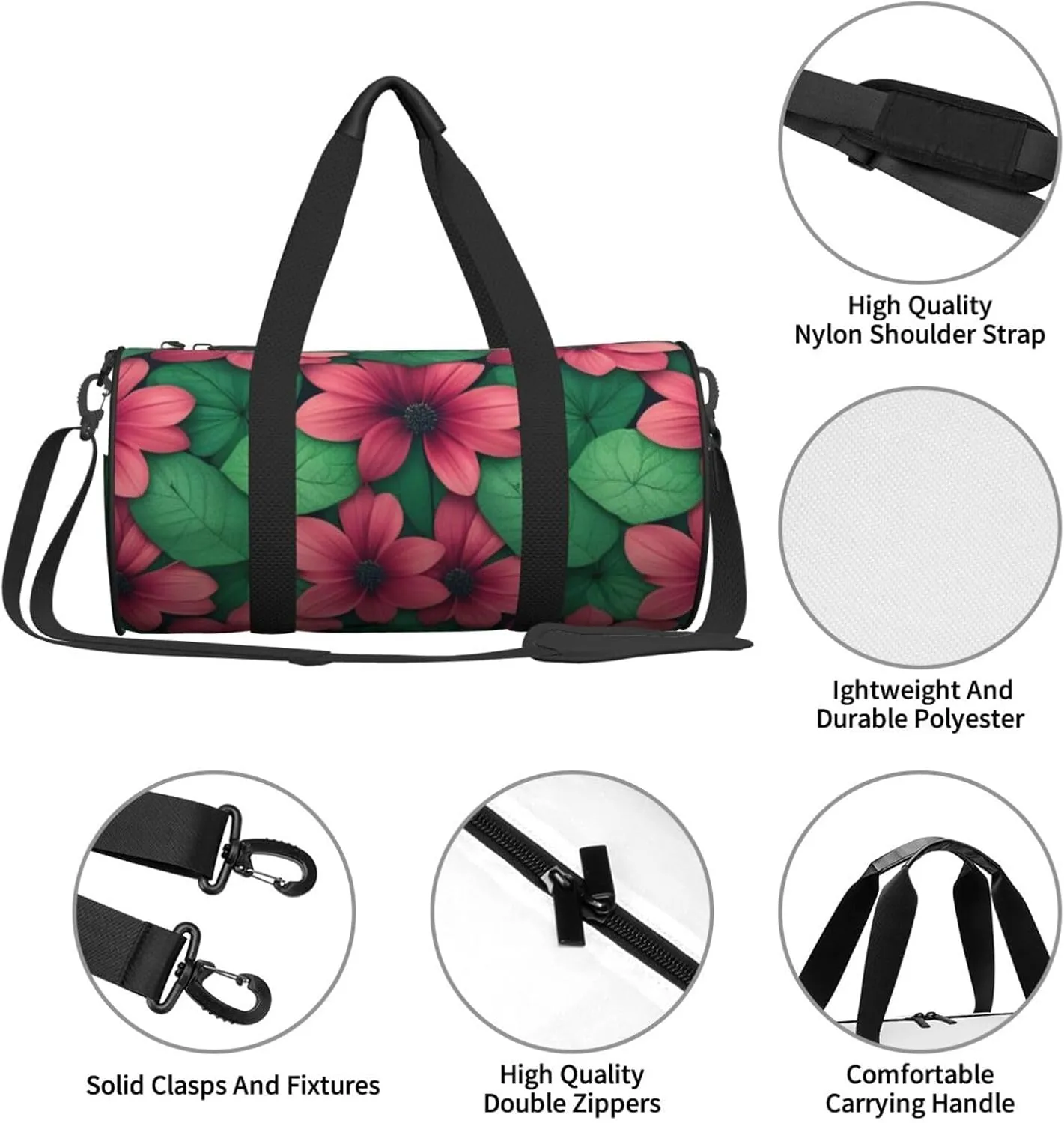 HD Green Nature Printed Travel Bag,Round Personal Item Storage bag,Foldie Duffel Bag for Traveling Vacation,Fitness,Sports