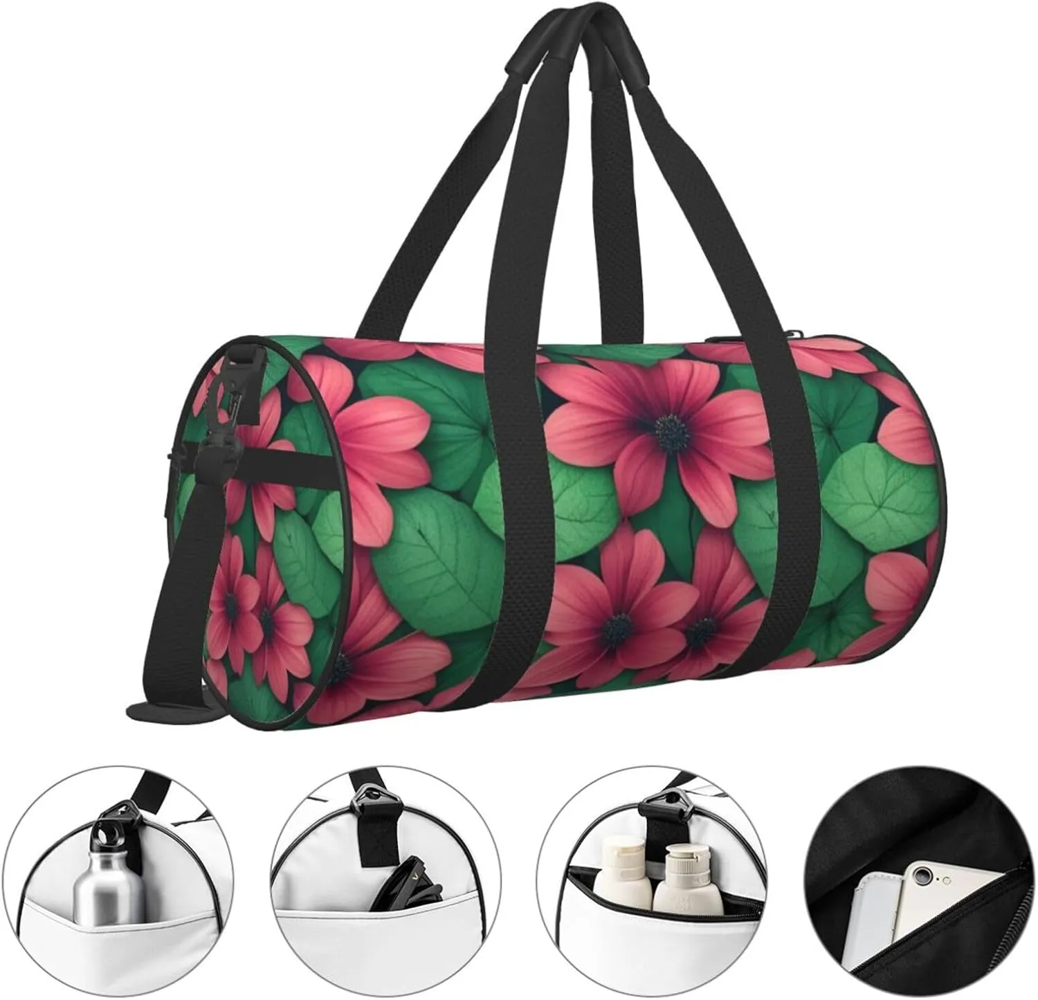 HD Green Nature Printed Travel Bag,Round Personal Item Storage bag,Foldie Duffel Bag for Traveling Vacation,Fitness,Sports