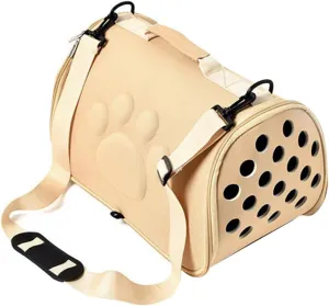 HEMOTON Pet Carrier Backpack for Dogs Cats Portable Messenger Bag Crossbody Pet Bag Ventilation Breathable Large Capacity Gold