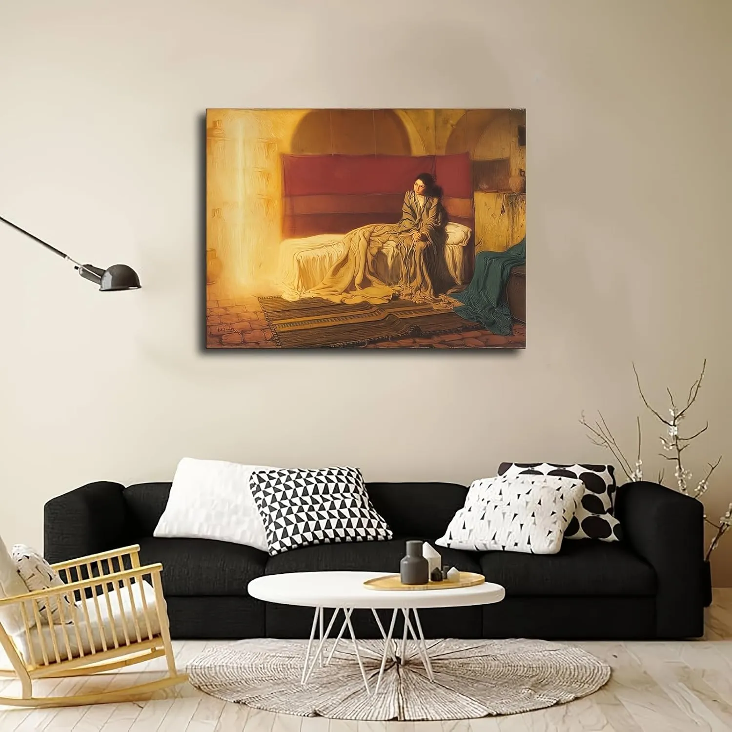 Henry Ossawa Tanner The Annunciation Canvas Art Poster Wall Art Print Modern Unique Family Bedroom Living Room Decor (12x16inch Framed)