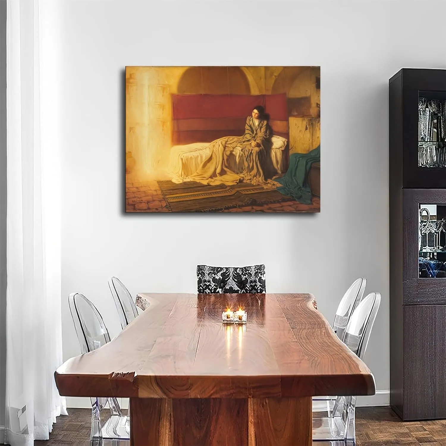 Henry Ossawa Tanner The Annunciation Canvas Art Poster Wall Art Print Modern Unique Family Bedroom Living Room Decor (12x16inch Framed)