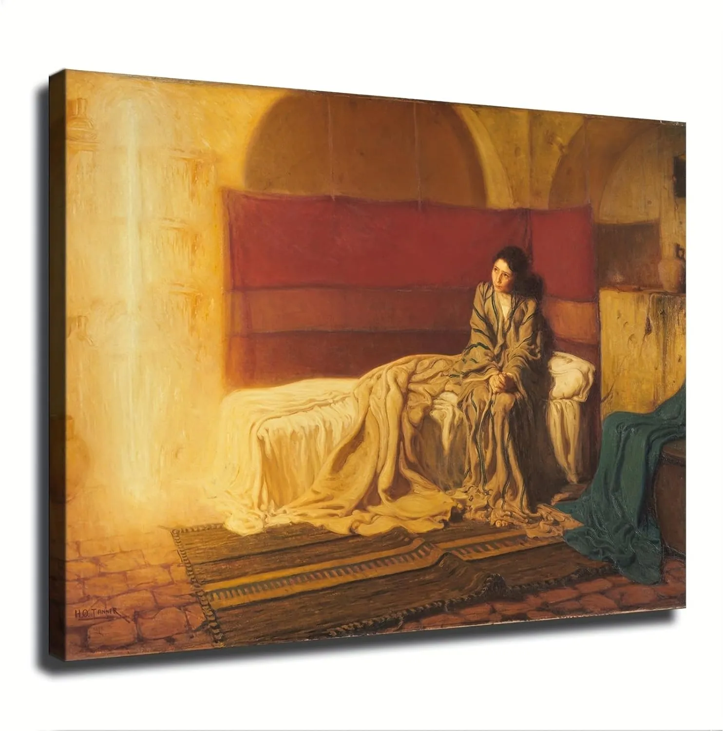 Henry Ossawa Tanner The Annunciation Canvas Art Poster Wall Art Print Modern Unique Family Bedroom Living Room Decor (12x16inch Framed)