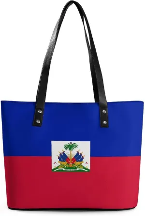 Herm Flag Large Capacity Women’s Tote Bag Stylish Leather Handbag for Travel