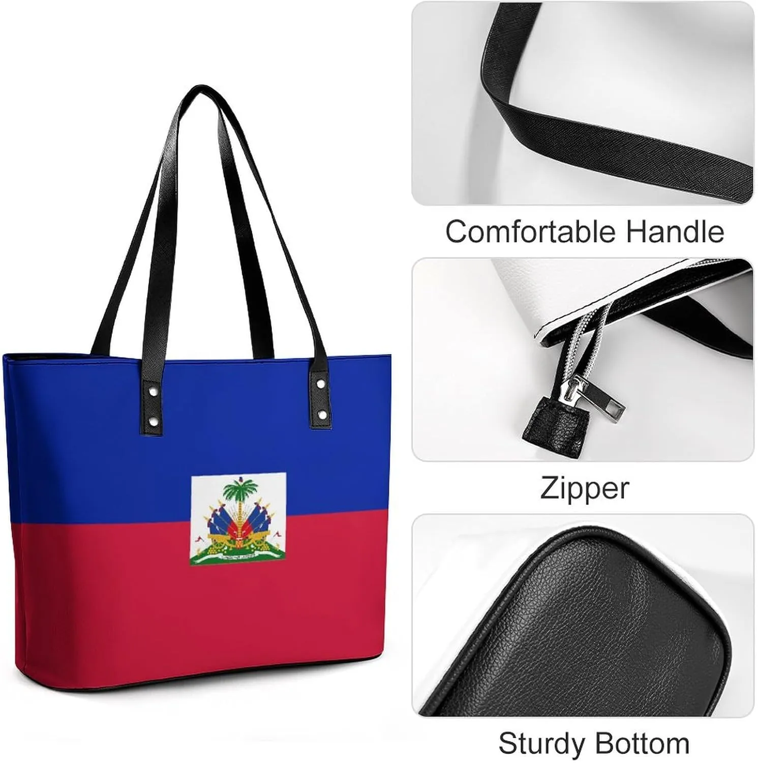 Herm Flag Large Capacity Women’s Tote Bag Stylish Leather Handbag for Travel