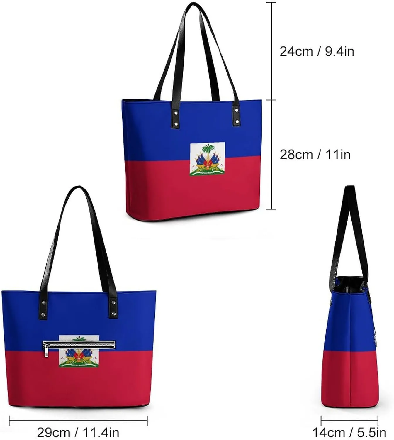 Herm Flag Large Capacity Women’s Tote Bag Stylish Leather Handbag for Travel