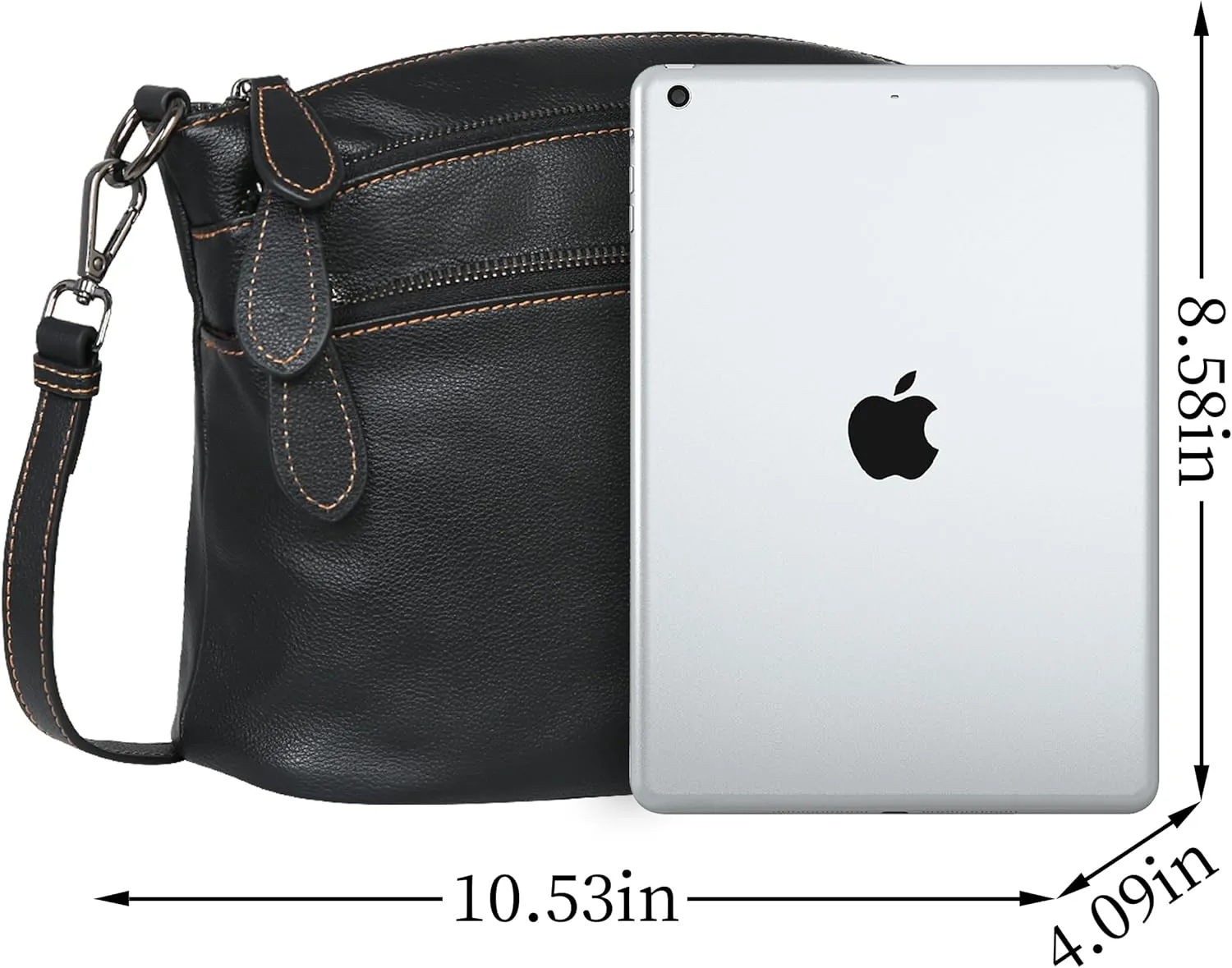 HESHE Leather Crossbody Bags Purses for Women Small Functional Multi Pocket Cross Body Purses Shoulder Satchel Handbags