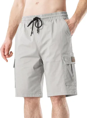 HHZ Men's Drawstring Cargo Shorts Relaxed Fit Shorts with Pockets Work Hiking Summer Athletic Short Men