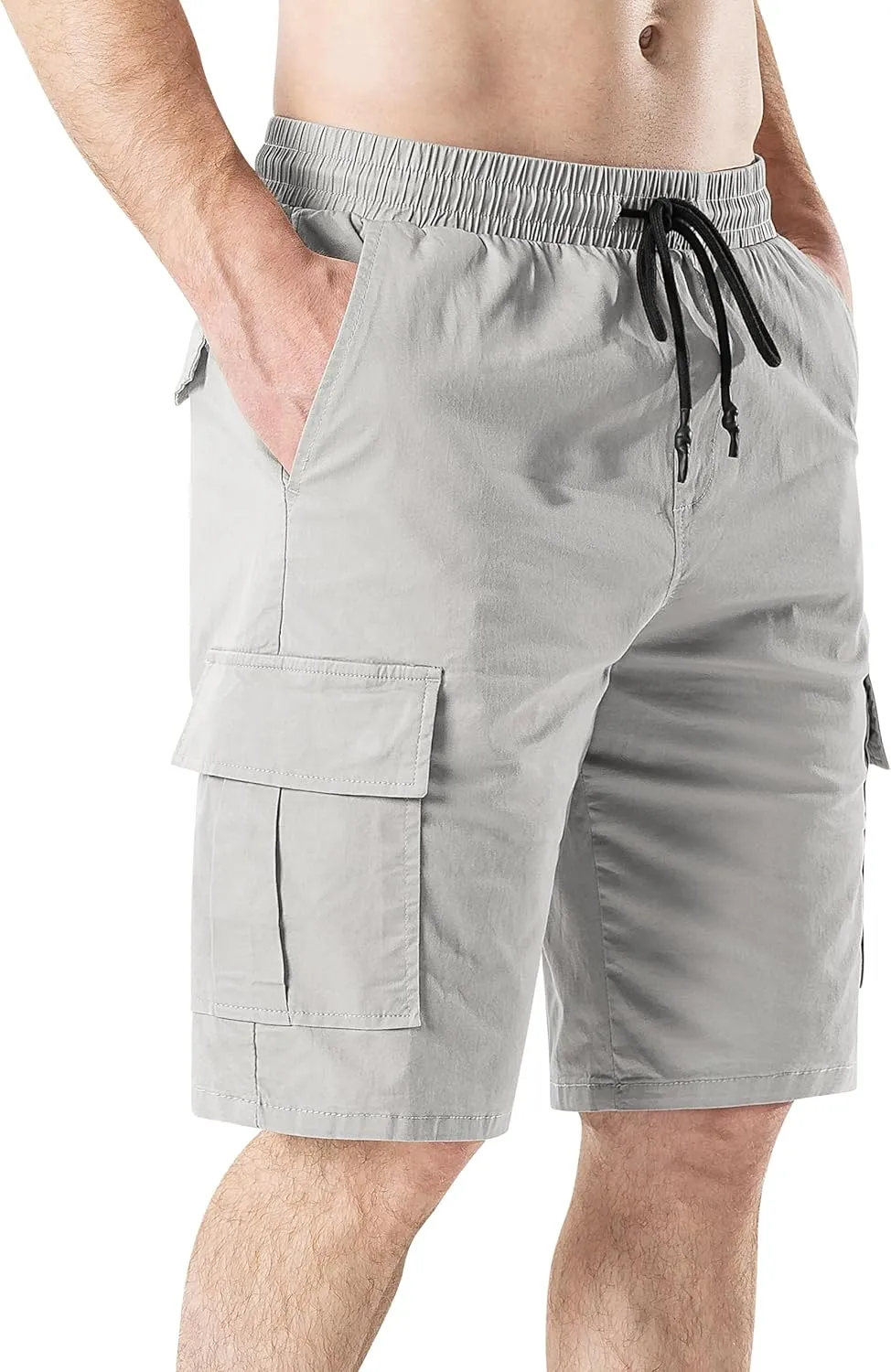 HHZ Men's Drawstring Cargo Shorts Relaxed Fit Shorts with Pockets Work Hiking Summer Athletic Short Men
