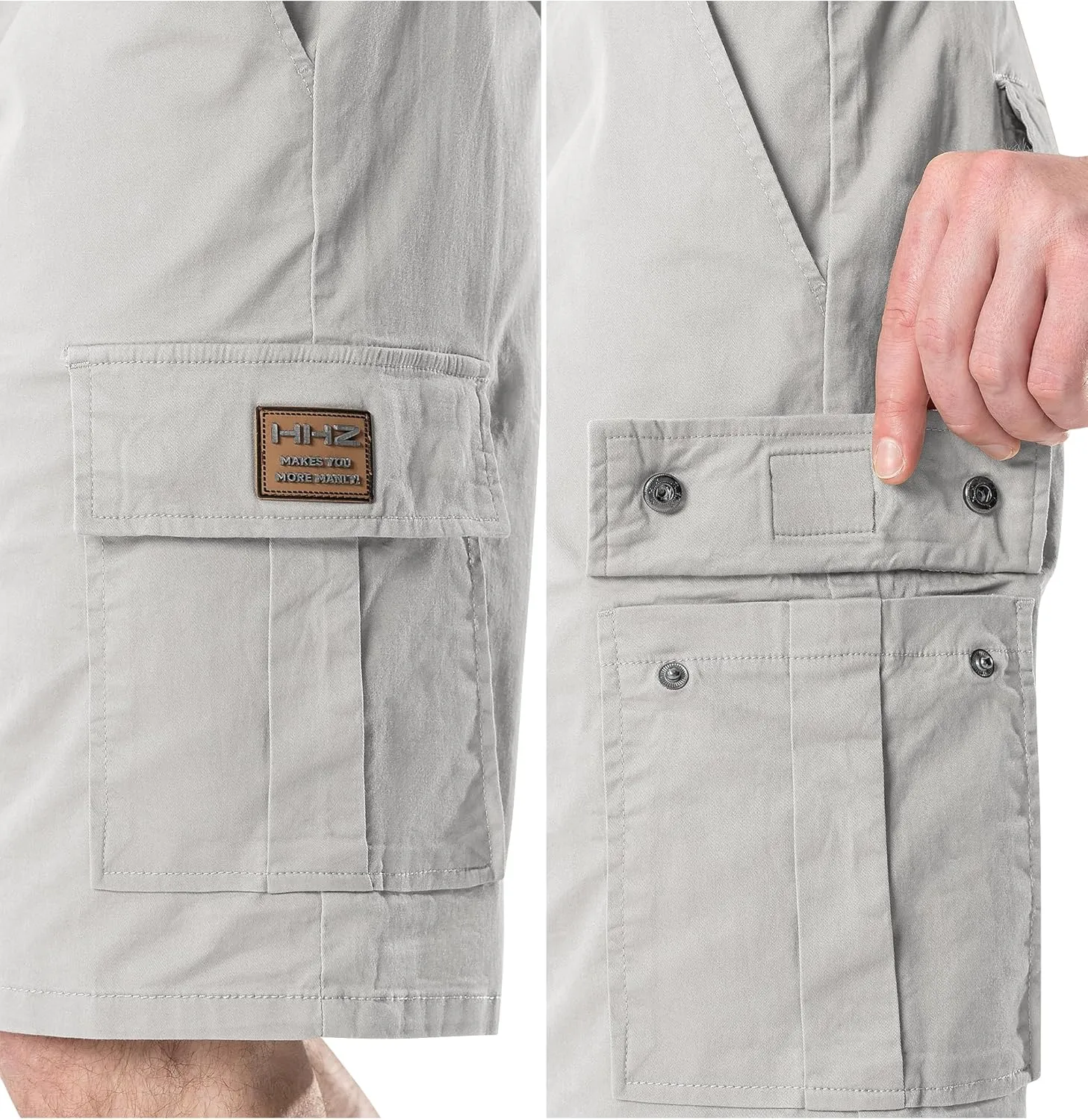 HHZ Men's Drawstring Cargo Shorts Relaxed Fit Shorts with Pockets Work Hiking Summer Athletic Short Men
