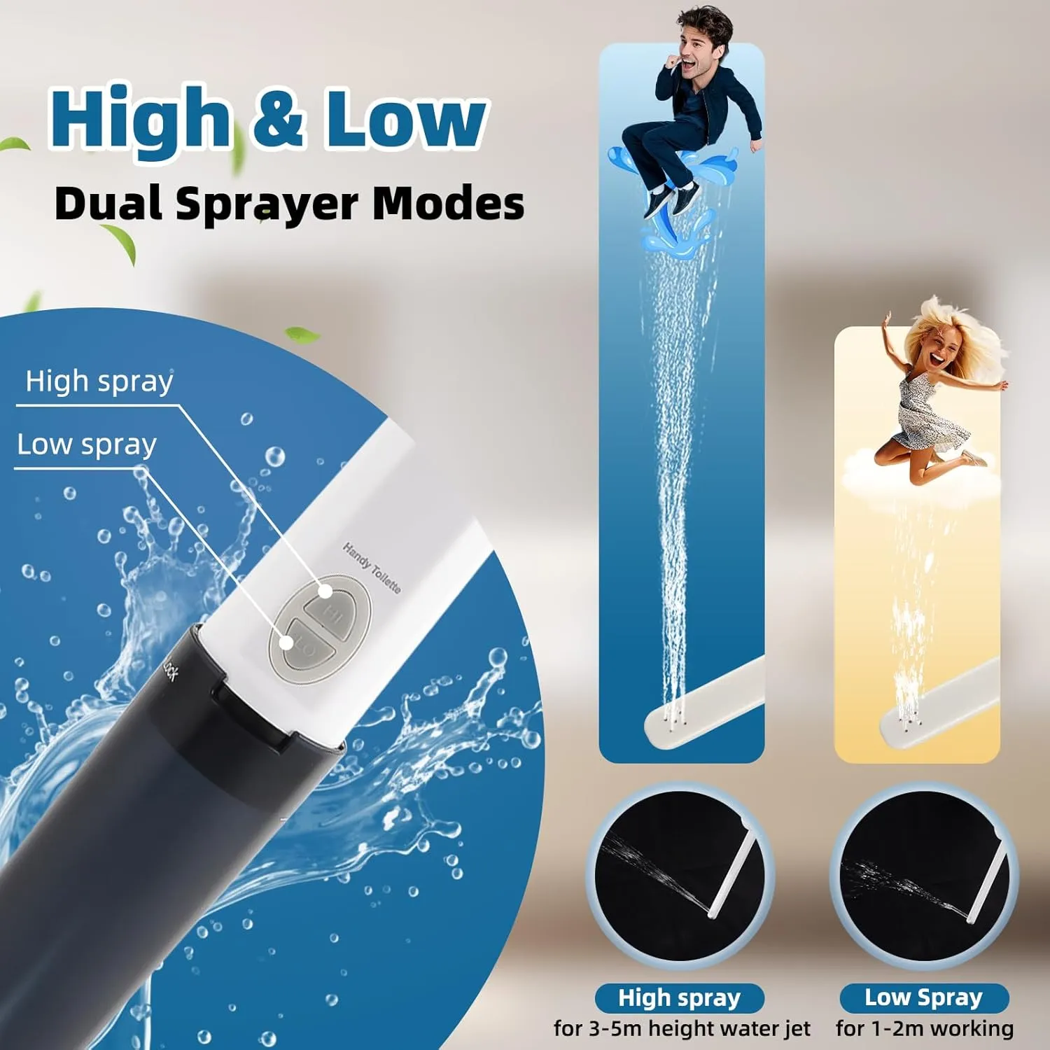 Hibbent Portable Bidet for Travel, High Pressure Handheld Electric Bidet Sprayer, Rechargeable Travel Bidet for Women & Men, Personal Hygiene Cleaning, Soothing Postpartum Care, Black