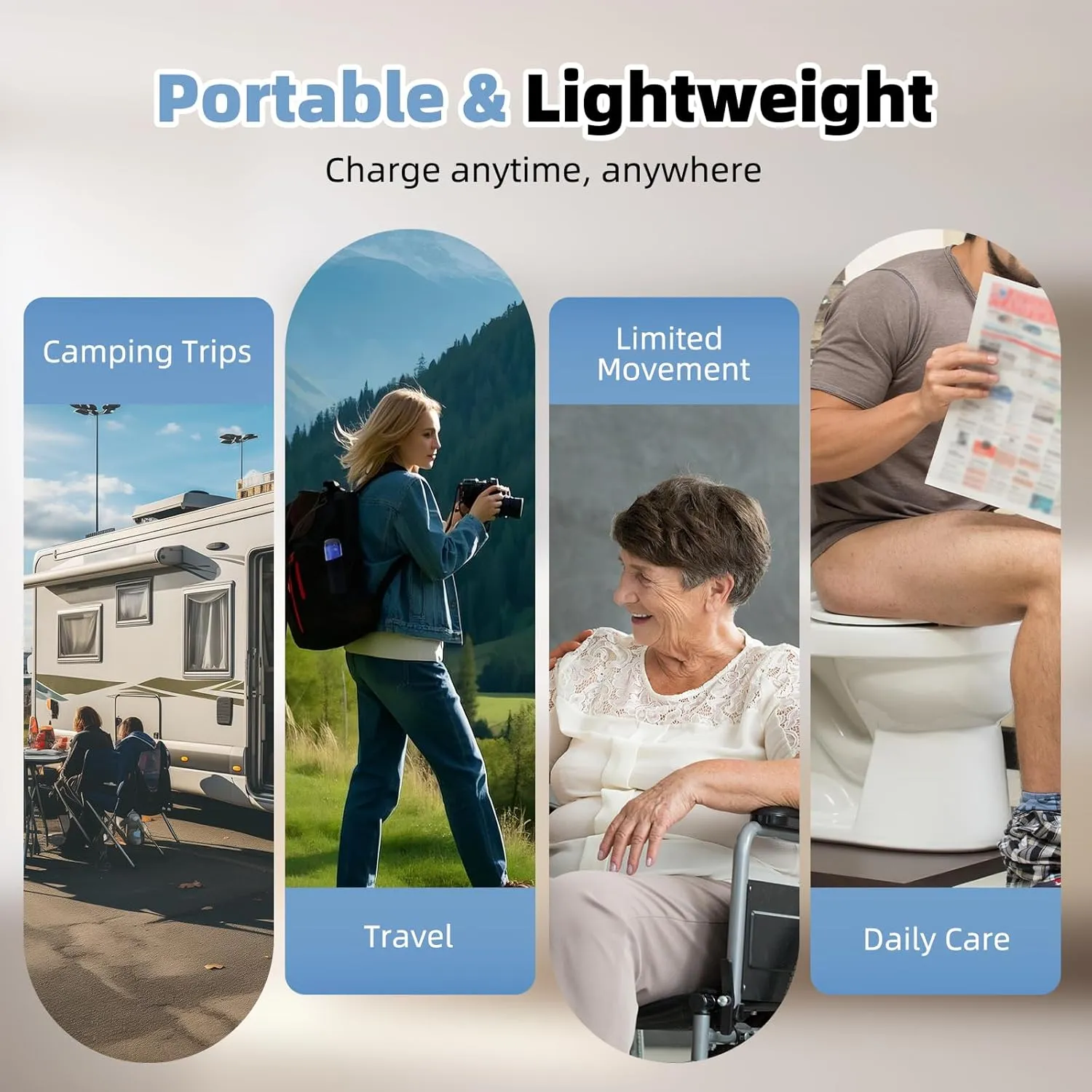 Hibbent Portable Bidet for Travel, High Pressure Handheld Electric Bidet Sprayer, Rechargeable Travel Bidet for Women & Men, Personal Hygiene Cleaning, Soothing Postpartum Care, Perineal, Blue