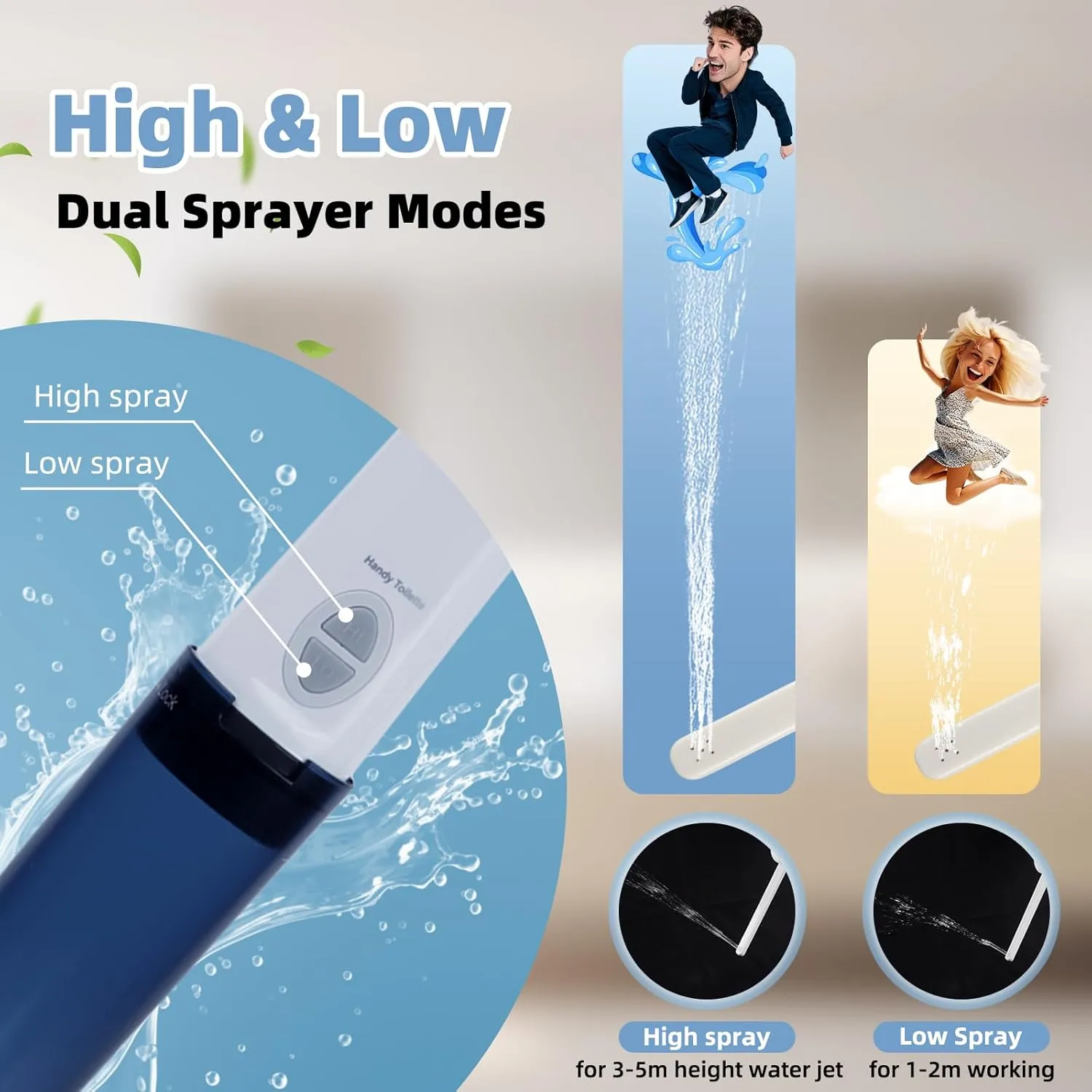 Hibbent Portable Bidet for Travel, High Pressure Handheld Electric Bidet Sprayer, Rechargeable Travel Bidet for Women & Men, Personal Hygiene Cleaning, Soothing Postpartum Care, Perineal, Blue