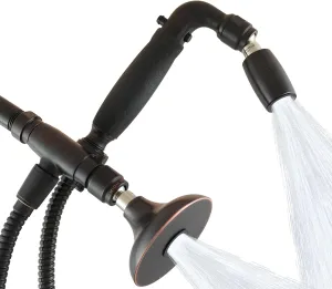 High Sierra Showerheads® - Solid Metal 1.5 GPM Low-Flow 4-Way 'Half Dome' Shower Head and Handheld Combination w/Slip-Free Grip - Oil Rubbed Bronze