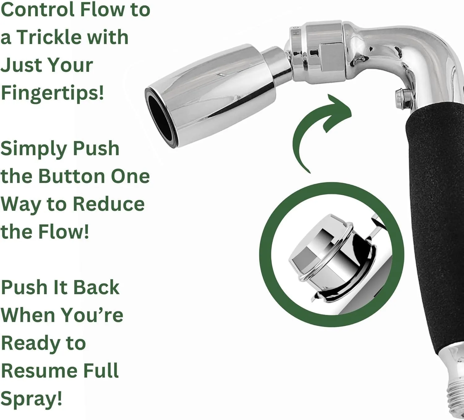 High Sierra Showerheads® - Solid Metal Handheld Shower Head with Trickle Valve - HighFlow 2.0 GPM: Polished Brass Finish