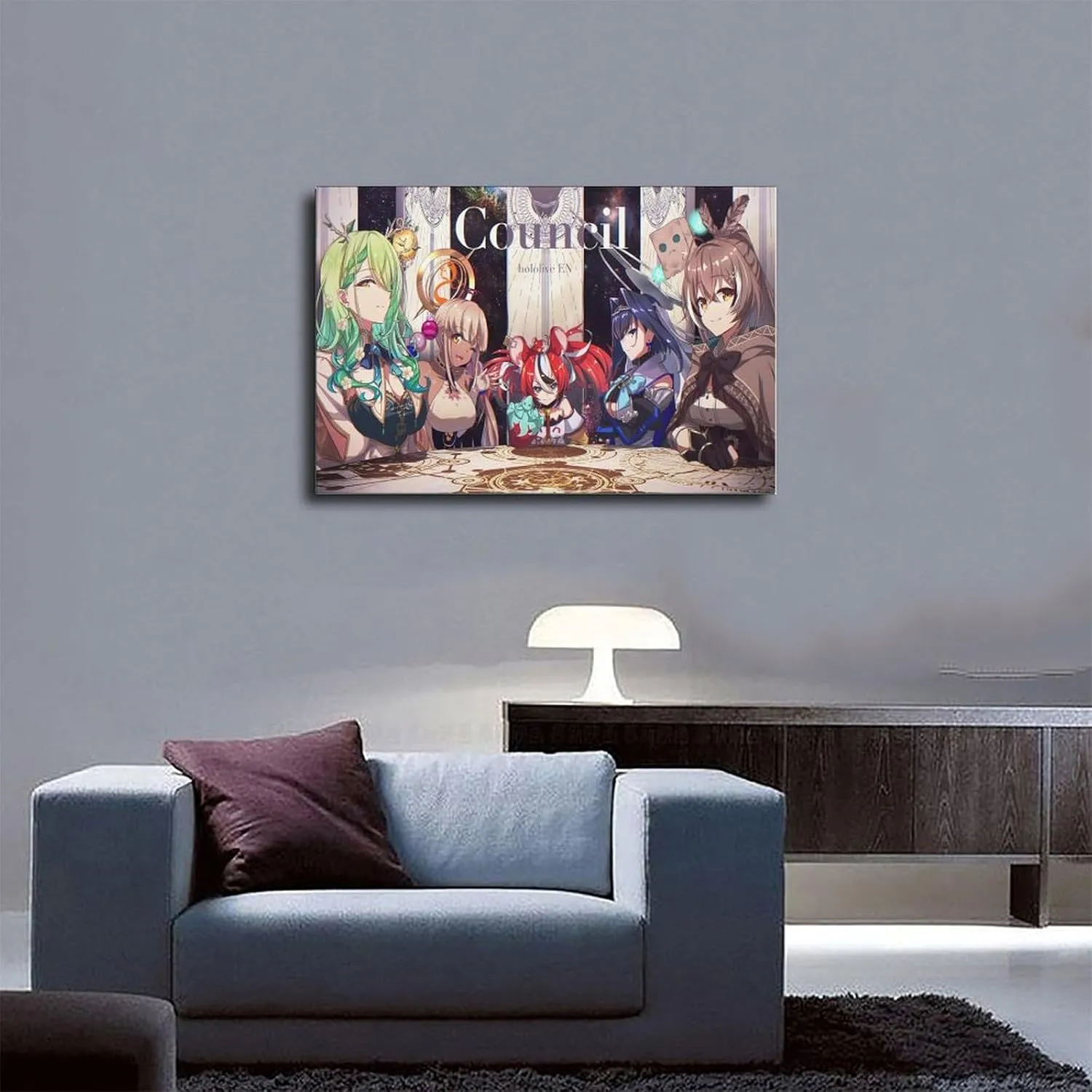 Hololive Ceres Fauna Hakos Baelz Nanashi Mumei Ouro Kronii Tsukumo Sana Anime Girl Poster Canvas Poster Wall Art Decor Print Picture Paintings for Living Room Bedroom Decoration Frame: Frame-styl
