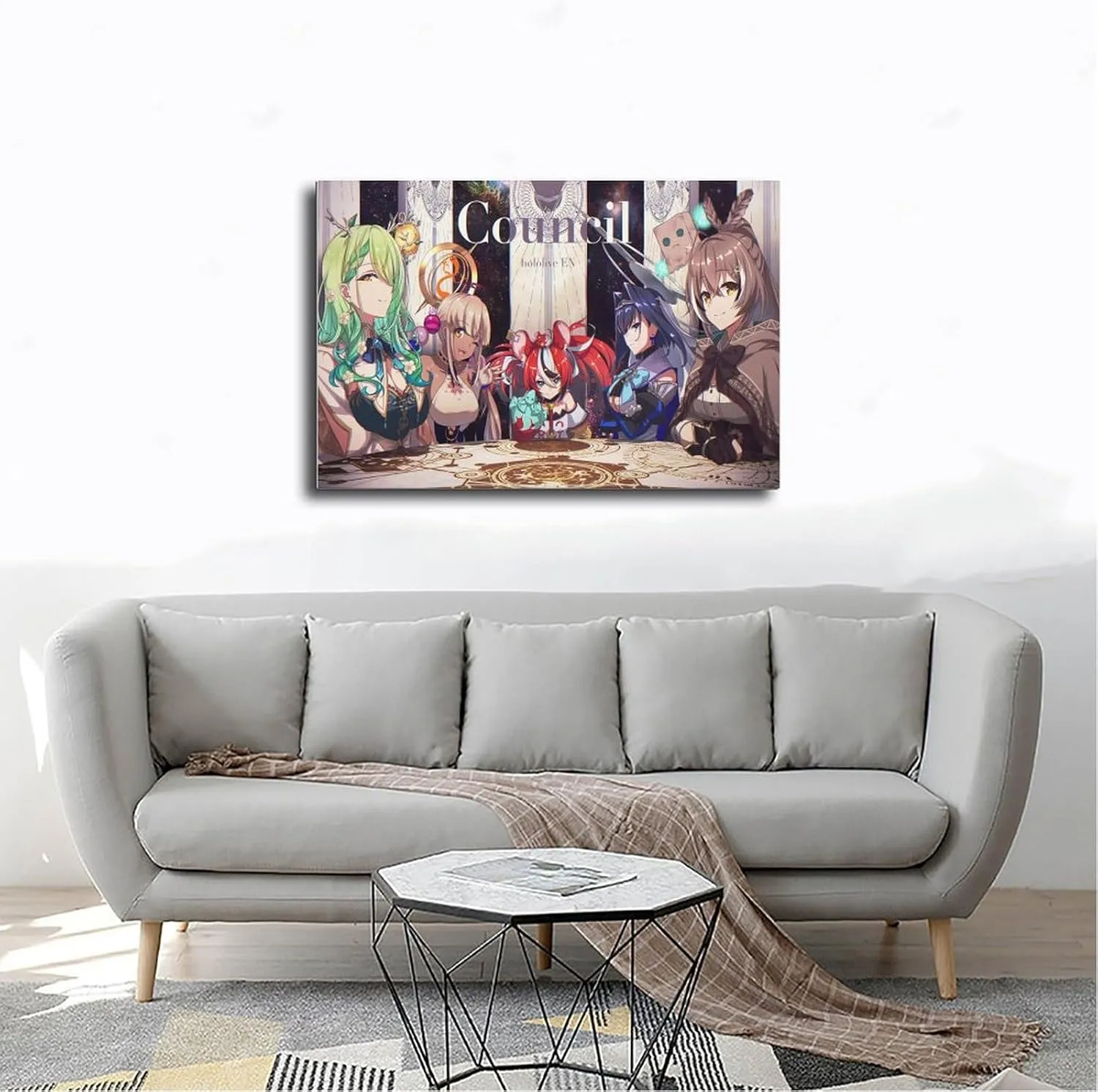 Hololive Ceres Fauna Hakos Baelz Nanashi Mumei Ouro Kronii Tsukumo Sana Anime Girl Poster Canvas Poster Wall Art Decor Print Picture Paintings for Living Room Bedroom Decoration Frame: Frame-styl