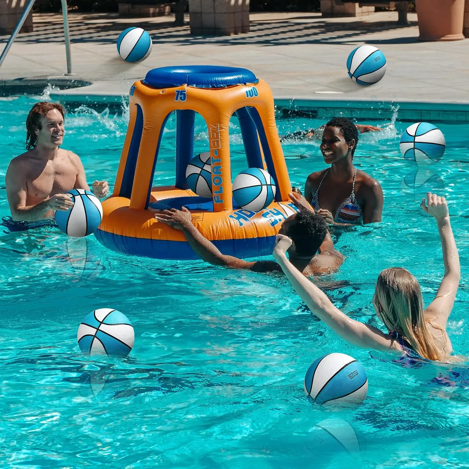 Honoson 6 Pack Water Pool Basketball Swimming Pool Rubber Waterproof Basketball for Summer Lake Party Favors(9 Inch,Light Blue)