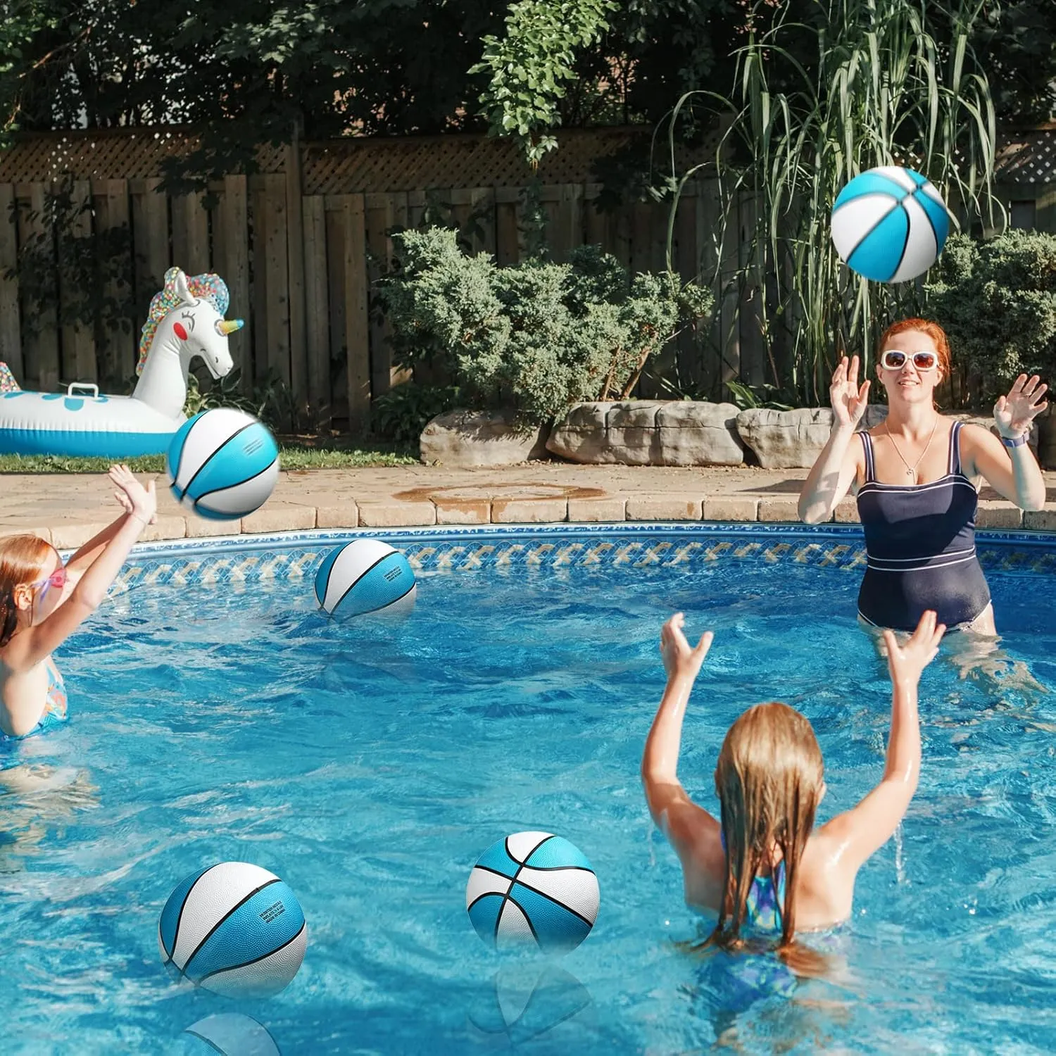 Honoson 6 Pack Water Pool Basketball Swimming Pool Rubber Waterproof Basketball for Summer Lake Party Favors(9 Inch,Light Blue)