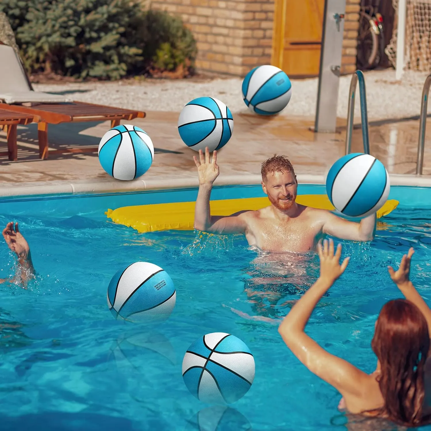 Honoson 6 Pack Water Pool Basketball Swimming Pool Rubber Waterproof Basketball for Summer Lake Party Favors(9 Inch,Light Blue)